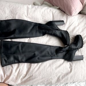 Over the knee high heel boots